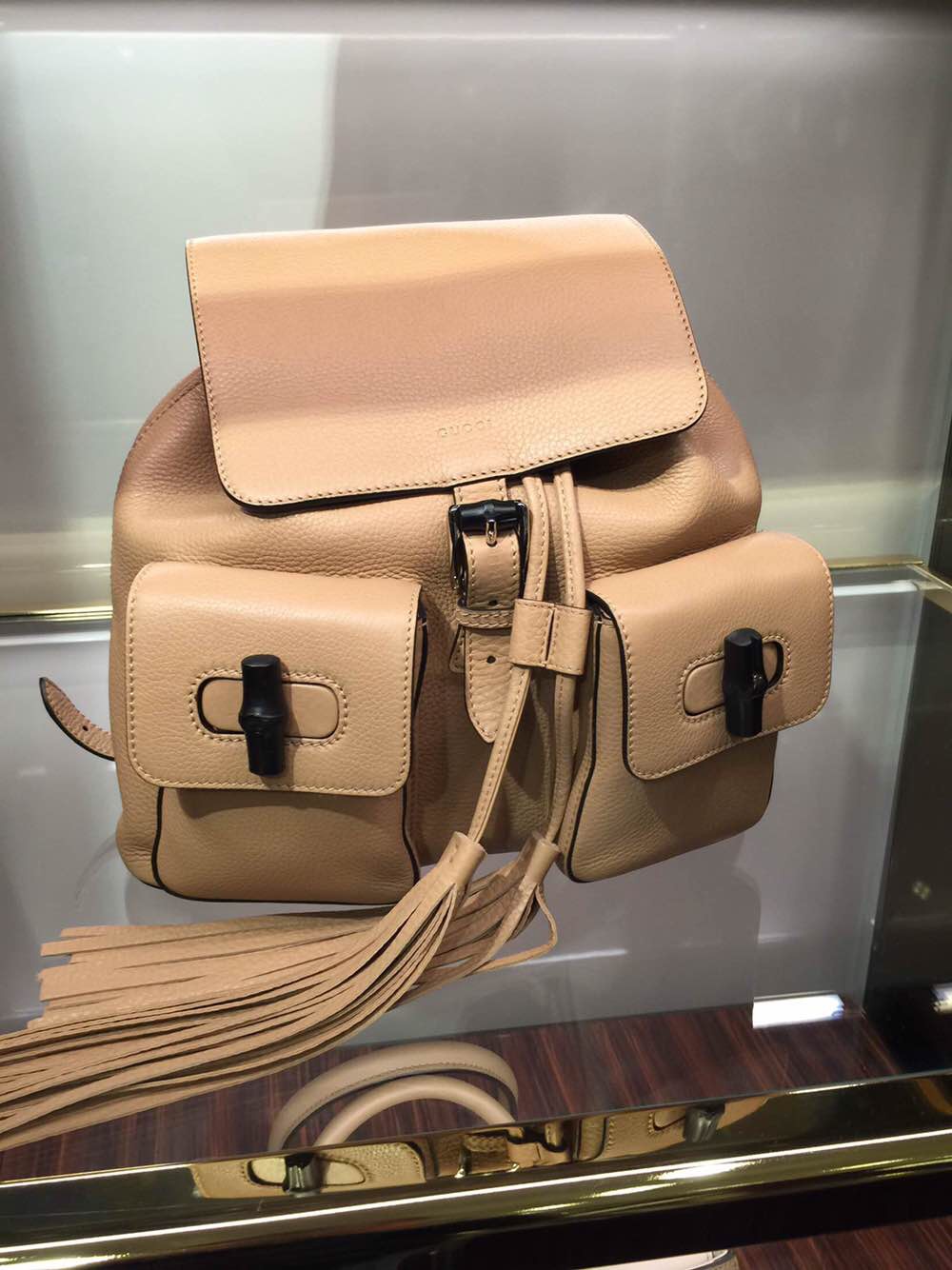 Authentic Gucci Bamboo Backpack Rose Beige 370833 A7M0N 2754